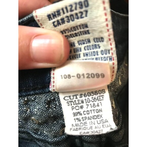 True Religion Becky Flap Bootcut Becca Blue Jeans Embellished Studs Size 28 - Picture 12 of 14